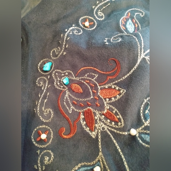 White Stag Womens Size 18.5X22 Inch Velvet Vest Embroidered Lined Blue/Red - Picture 12 of 16